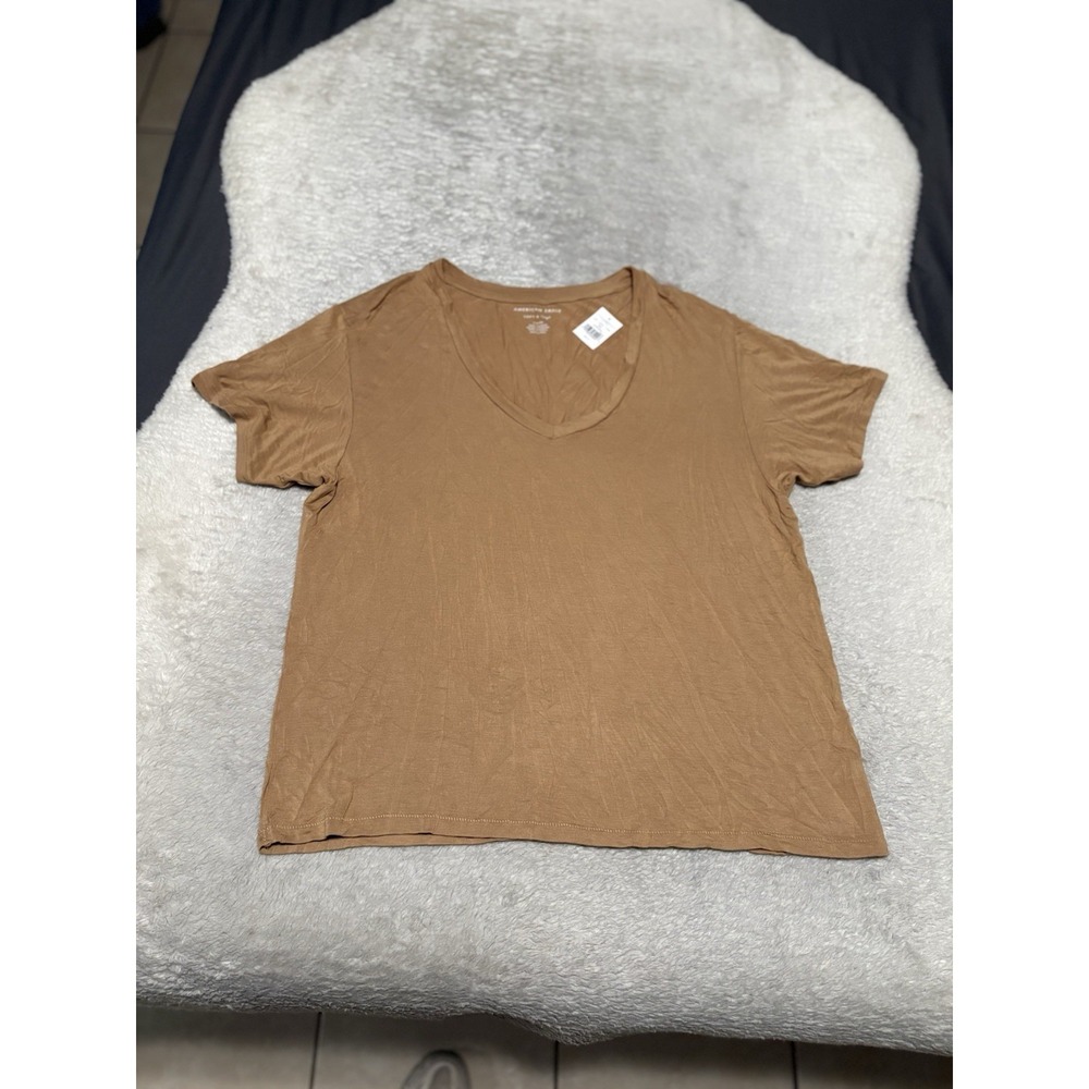 NWT American Eagle Soft & Sexy V-Neck T-Shirt Brown Womens Size Small S Tee